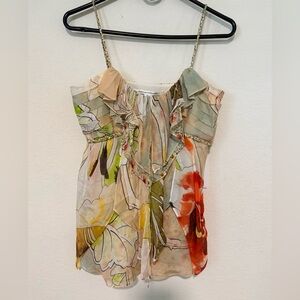 Diane Von Furstenberg Floral Ruffle Blouse